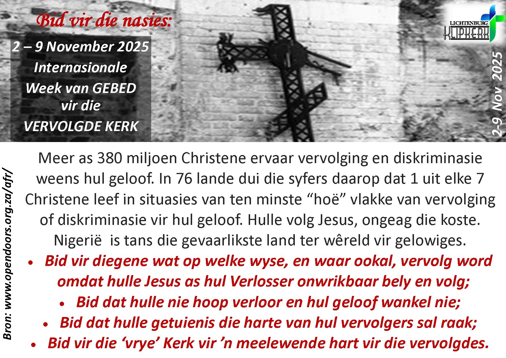 bid vir die nasies, Onbereiktes, klipkerk wereldfokus